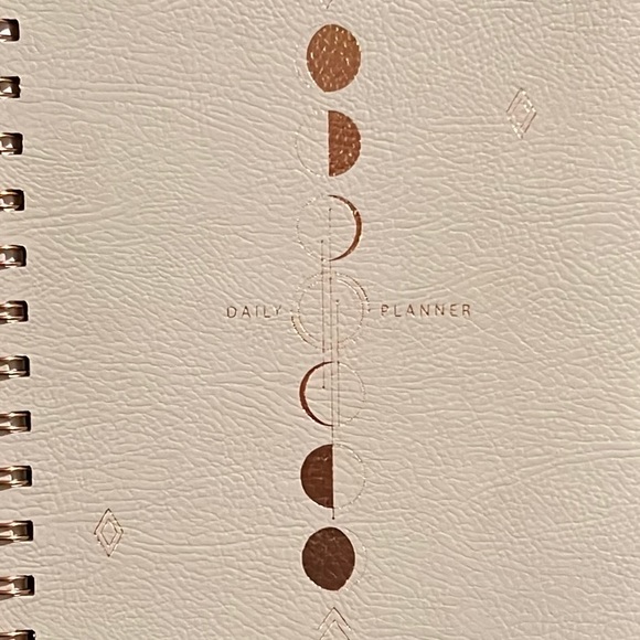 moon phase: rose gold on vegan leather NON-dated daily planner-spiral bound-NWT - Picture 3 of 10